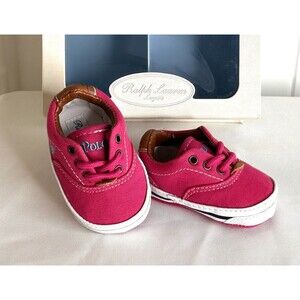 Ralph Lauren Shoes Vaughn Canvas Baby Pink Raspberry Tennis Shoes Size 0